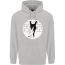 Funny Rock n Roll Salute Rabbit Silhouette Mens 80% Cotton Hoodie Sports Grey
