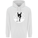 Funny Rock n Roll Salute Rabbit Silhouette Mens 80% Cotton Hoodie White