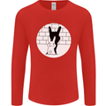 Funny Rock n Roll Salute Rabbit Silhouette Mens Long Sleeve T-Shirt Red