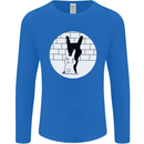 Funny Rock n Roll Salute Rabbit Silhouette Mens Long Sleeve T-Shirt Royal Blue