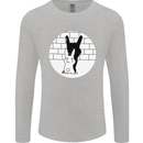 Funny Rock n Roll Salute Rabbit Silhouette Mens Long Sleeve T-Shirt Sports Grey