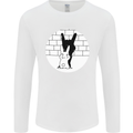 Funny Rock n Roll Salute Rabbit Silhouette Mens Long Sleeve T-Shirt White