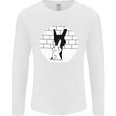 Funny Rock n Roll Salute Rabbit Silhouette Mens Long Sleeve T-Shirt White