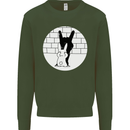 Funny Rock n Roll Salute Rabbit Silhouette Mens Sweatshirt Jumper Forest Green