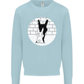 Funny Rock n Roll Salute Rabbit Silhouette Mens Sweatshirt Jumper Light Blue