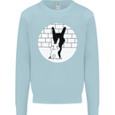 Funny Rock n Roll Salute Rabbit Silhouette Mens Sweatshirt Jumper Light Blue