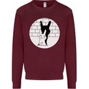 Funny Rock n Roll Salute Rabbit Silhouette Mens Sweatshirt Jumper Maroon