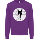 Funny Rock n Roll Salute Rabbit Silhouette Mens Sweatshirt Jumper Purple