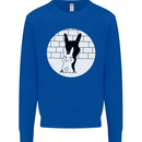 Funny Rock n Roll Salute Rabbit Silhouette Mens Sweatshirt Jumper Royal Blue