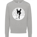 Funny Rock n Roll Salute Rabbit Silhouette Mens Sweatshirt Jumper Sports Grey