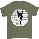 Funny Rock n Roll Salute Rabbit Silhouette Mens T-Shirt Cotton Gildan Military Green
