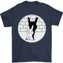 Funny Rock n Roll Salute Rabbit Silhouette Mens T-Shirt Cotton Gildan Navy Blue