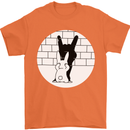 Funny Rock n Roll Salute Rabbit Silhouette Mens T-Shirt Cotton Gildan Orange