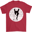 Funny Rock n Roll Salute Rabbit Silhouette Mens T-Shirt Cotton Gildan Red