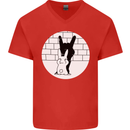 Funny Rock n Roll Salute Rabbit Silhouette Mens V-Neck Cotton T-Shirt Red