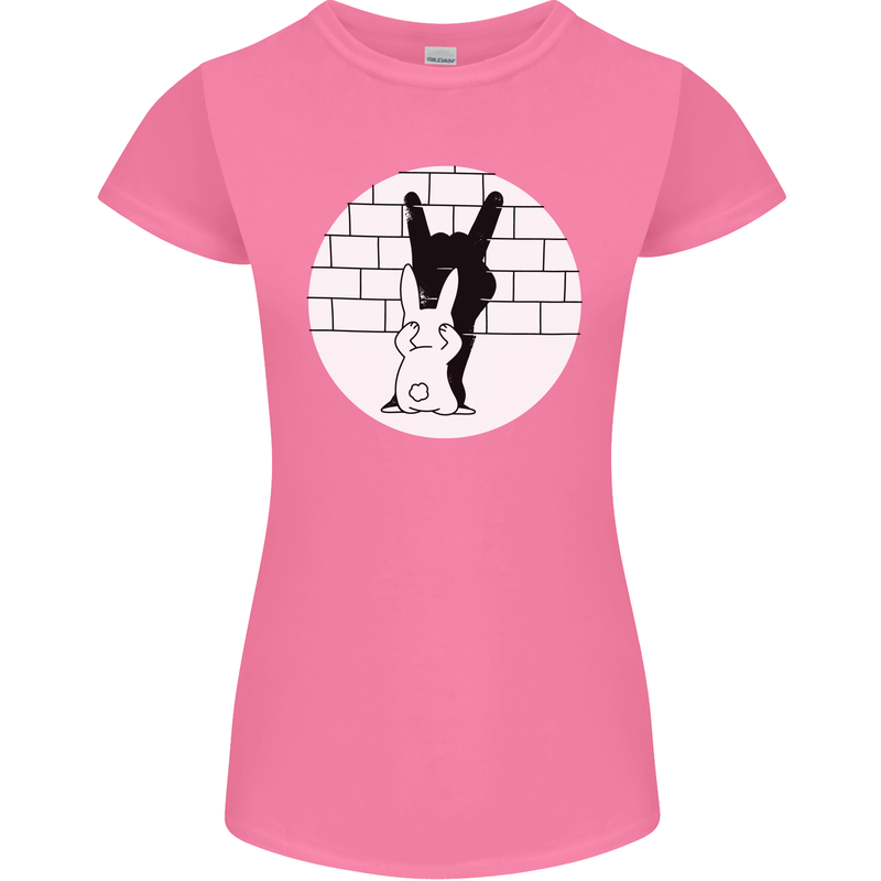 Funny Rock n Roll Salute Rabbit Silhouette Womens Petite Cut T-Shirt Azalea
