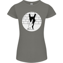 Funny Rock n Roll Salute Rabbit Silhouette Womens Petite Cut T-Shirt Charcoal