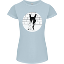 Funny Rock n Roll Salute Rabbit Silhouette Womens Petite Cut T-Shirt Light Blue