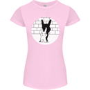 Funny Rock n Roll Salute Rabbit Silhouette Womens Petite Cut T-Shirt Light Pink