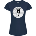 Funny Rock n Roll Salute Rabbit Silhouette Womens Petite Cut T-Shirt Navy Blue