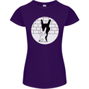 Funny Rock n Roll Salute Rabbit Silhouette Womens Petite Cut T-Shirt Purple