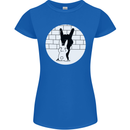 Funny Rock n Roll Salute Rabbit Silhouette Womens Petite Cut T-Shirt Royal Blue
