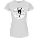 Funny Rock n Roll Salute Rabbit Silhouette Womens Petite Cut T-Shirt White