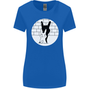 Funny Rock n Roll Salute Rabbit Silhouette Womens Wider Cut T-Shirt Royal Blue