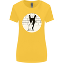 Funny Rock n Roll Salute Rabbit Silhouette Womens Wider Cut T-Shirt Yellow