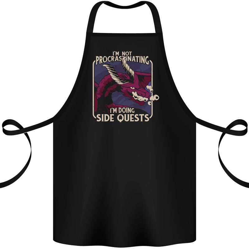 Funny Role Playing Games RPG Side Quests Cotton Apron 100% Organic Black
