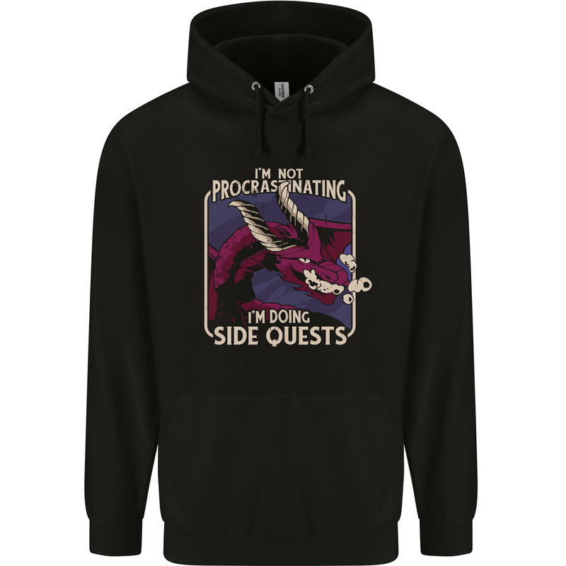 Funny Role Playing Games RPG Side Quests Mens 80% Cotton Hoodie Black