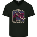 Funny Role Playing Games RPG Side Quests Mens V-Neck Cotton T-Shirt Black