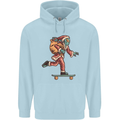 Funny Santa Clause Alien on a Skateboard Childrens Kids Hoodie Light Blue