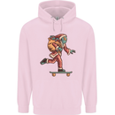 Funny Santa Clause Alien on a Skateboard Childrens Kids Hoodie Light Pink