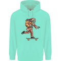 Funny Santa Clause Alien on a Skateboard Childrens Kids Hoodie Peppermint