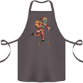 Funny Santa Clause Alien on a Skateboard Cotton Apron 100% Organic Dark Grey