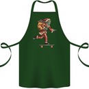 Funny Santa Clause Alien on a Skateboard Cotton Apron 100% Organic Forest Green
