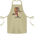 Funny Santa Clause Alien on a Skateboard Cotton Apron 100% Organic Khaki