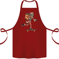 Funny Santa Clause Alien on a Skateboard Cotton Apron 100% Organic Maroon