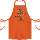 Funny Santa Clause Alien on a Skateboard Cotton Apron 100% Organic Orange