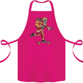 Funny Santa Clause Alien on a Skateboard Cotton Apron 100% Organic Pink