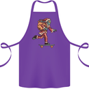 Funny Santa Clause Alien on a Skateboard Cotton Apron 100% Organic Purple