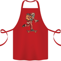 Funny Santa Clause Alien on a Skateboard Cotton Apron 100% Organic Red