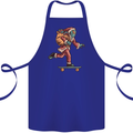 Funny Santa Clause Alien on a Skateboard Cotton Apron 100% Organic Royal Blue