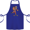 Funny Santa Clause Alien on a Skateboard Cotton Apron 100% Organic Royal Blue