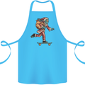Funny Santa Clause Alien on a Skateboard Cotton Apron 100% Organic Turquoise