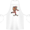Funny Santa Clause Alien on a Skateboard Cotton Apron 100% Organic White
