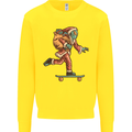 Funny Santa Clause Alien on a Skateboard Kids Sweatshirt Jumper Yellow