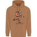 Funny Santa Clause Alien on a Skateboard Mens 80% Cotton Hoodie Caramel Latte