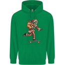 Funny Santa Clause Alien on a Skateboard Mens 80% Cotton Hoodie Irish Green